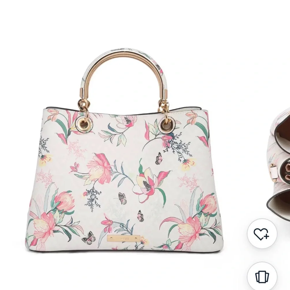 Aldo Surgoine965 White Floral Tote Bag with Shoulder Strap